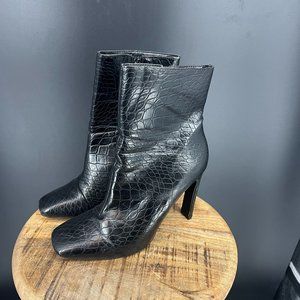 JustFab Yuki high heel mid calf ankle boots